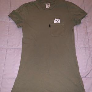 an olive green t-shirt